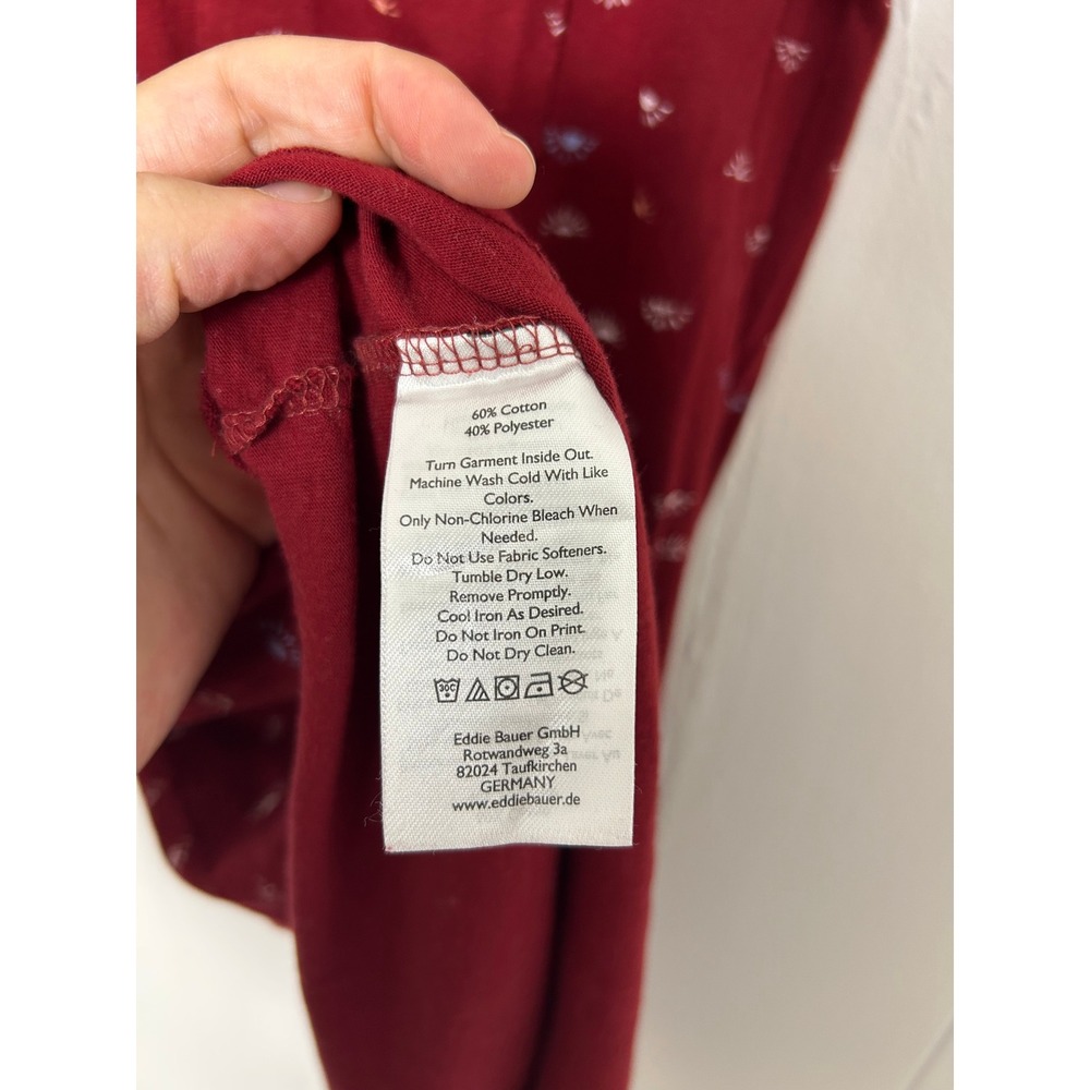Eddie Bauer T-Shirt Dress Womens M Maroon Sun Print Short Sleeve outdoors Casual - Picture 7 of 9